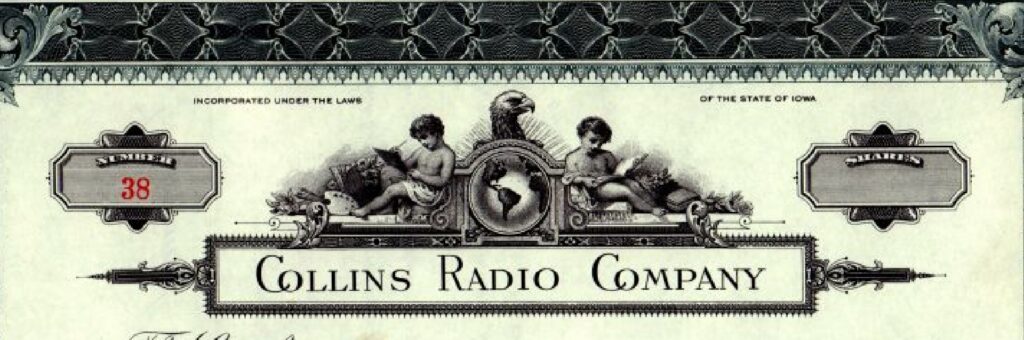 Early Collins Stock Certificates 6 Collins Stock Certificate