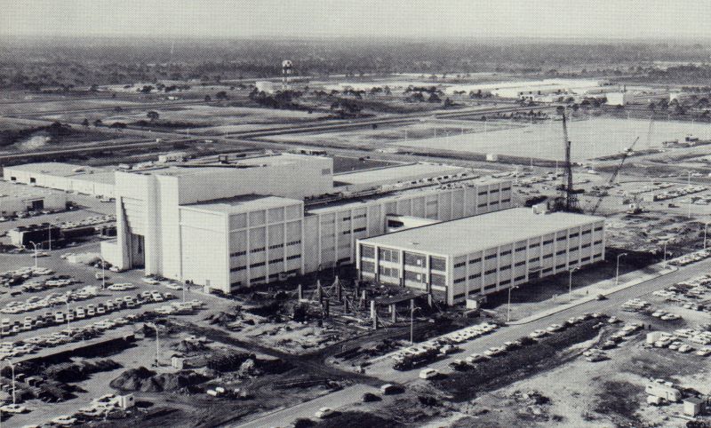 NASA's huge Manned Spacecraft Operations Building under construction.