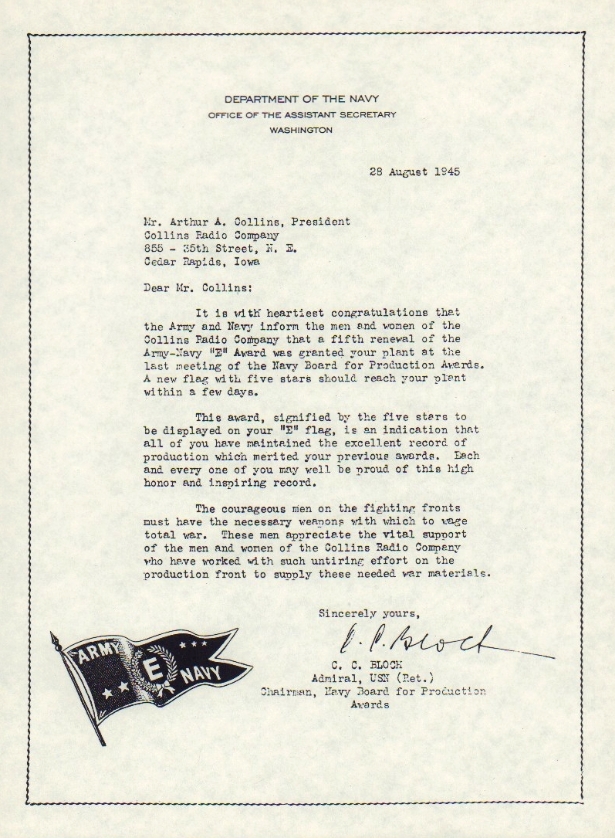 Congratulatory Letter From The Navy